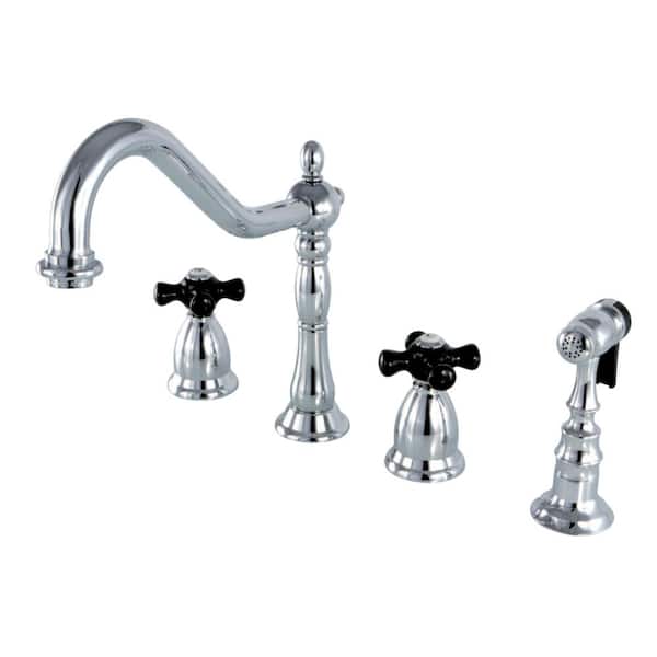 Kingston Brass Duchess 2-Handle Standard Kitchen Faucet with Side Sprayer in Polished Chrome