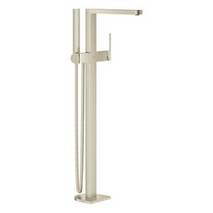 Plus Single-Handle Floor Mount Roman Tub Faucet with Hand Shower in Brushed Nickel Infinity