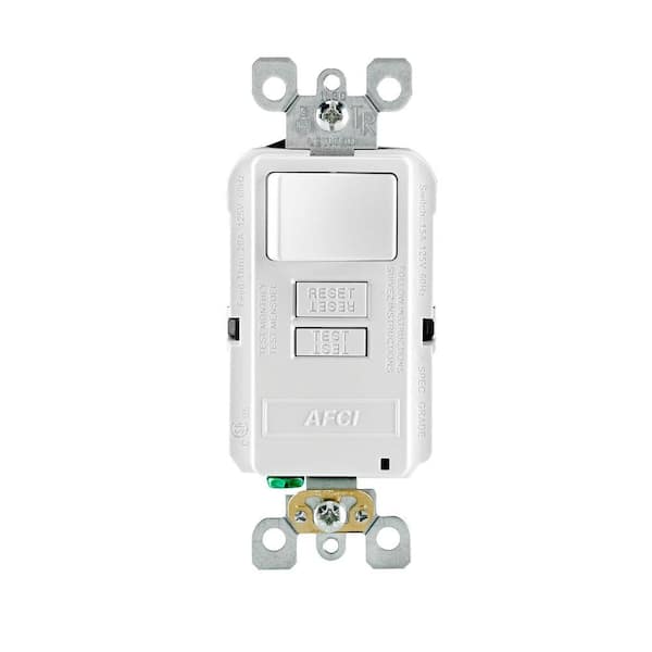 Leviton SmartlockPro 15 Amp 125-Volt Outlet Branch Circuit Combination AFCI/Switch, White