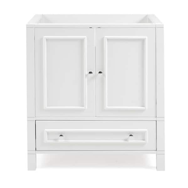 Alaterre Furniture Williamsburg 30 in. W x 21 in. D x 34 in. H Bath Vanity Cabinet without Top in White