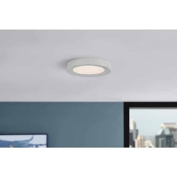 Home Decorators Collection Calloway 11 in. Polished Nickel Integrated LED 5CCT Flush Mount