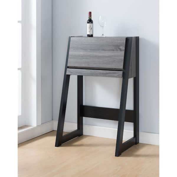 Claude 26 in. W Rectangular Dark Gray MDF Computer Desk With Flip Down Cabinet And Drawer