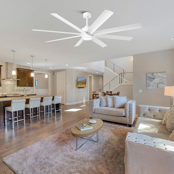 72 in. Indoor Integrated LED White Smart Ceiling Fan with Light and Remote Control, Works with Alexa/Google