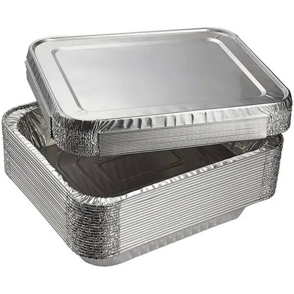 21 x 13 Inch Disposable Aluminum Foil Pans with Lids 20 Pack Full Size Deep Steam Roasting Baking Trays