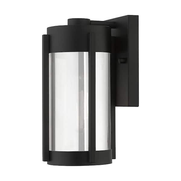 Livex Lighting Sheridan 1 Light Black with Brushed Nickel Candles Outdoor Wall Sconce