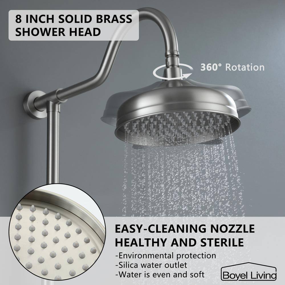 Brushed Nickel Dual Rain and Handheld Shower System