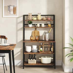 Bachel Rustic Brown Bakers Rack with 5-Tier Shelf