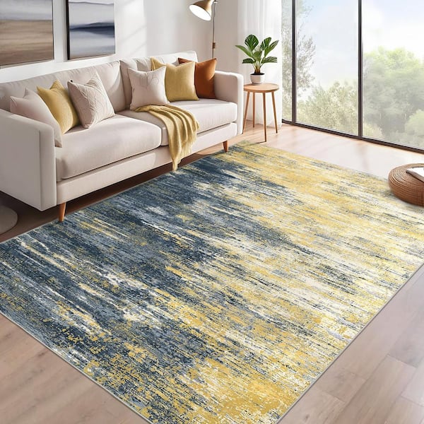 Black Coffee 8 ft. x 10 ft. Modern Abstract Soft Washable
