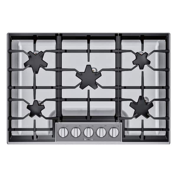 Thermador Masterpiece 30 in. Gas Cooktop in Stainless Steel with 5 Burners Including Pedestal Burners