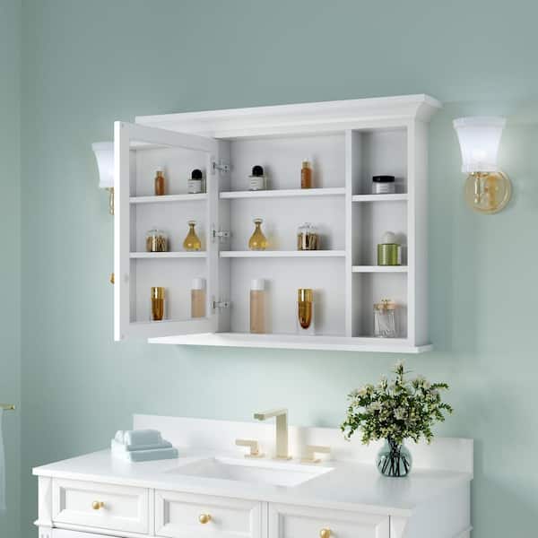 40 in. W x 30 in. H Rectangular Solid Wood Frame Bathroom Medicine Cabinet with Mirror, Soft-Closed Door, Easy Hang
