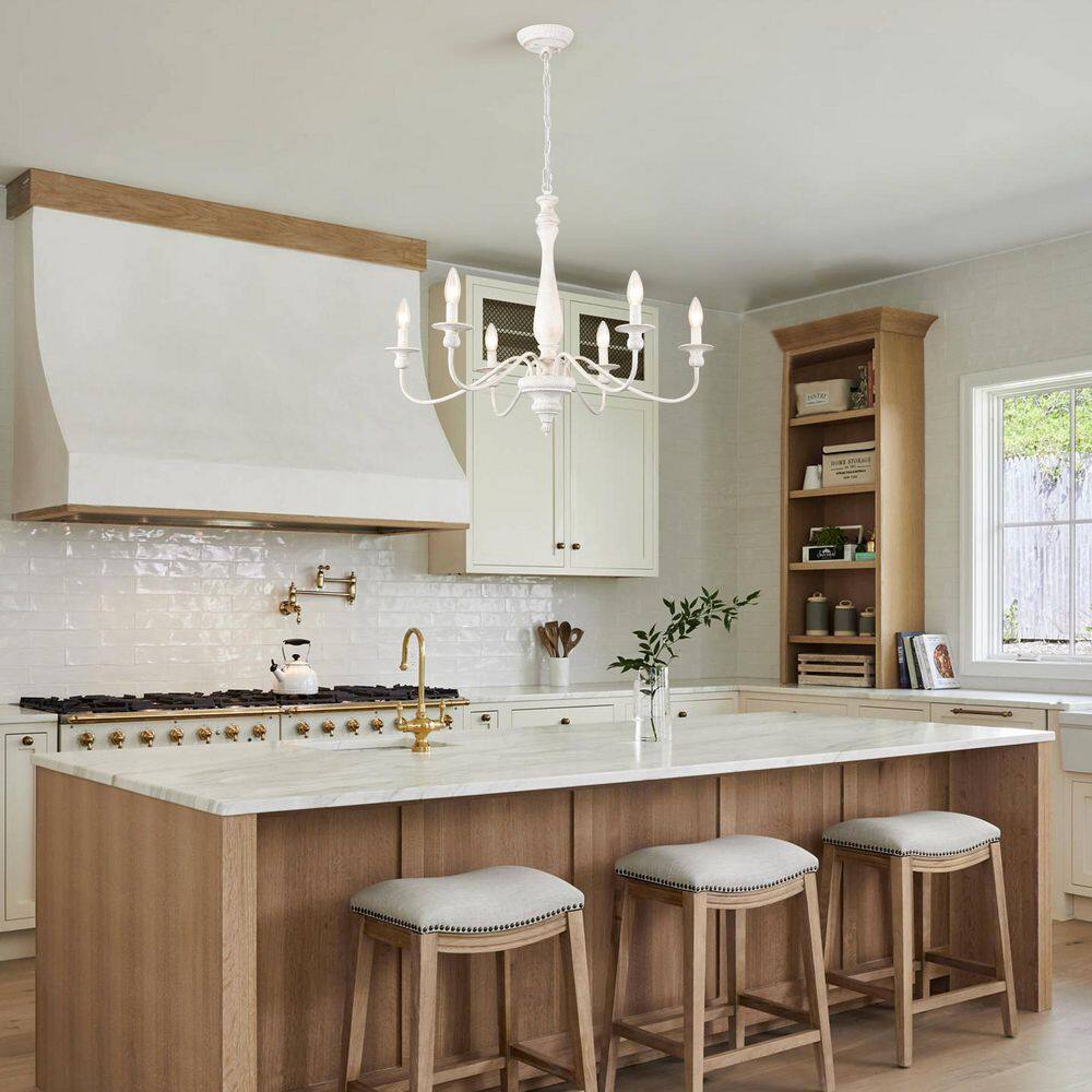 6 Light Distressed White 28.34 in. French Country Chandelier Farmhouse Candle Style Chandeliers for Dining Room Foyer price history on PriceWatchPro