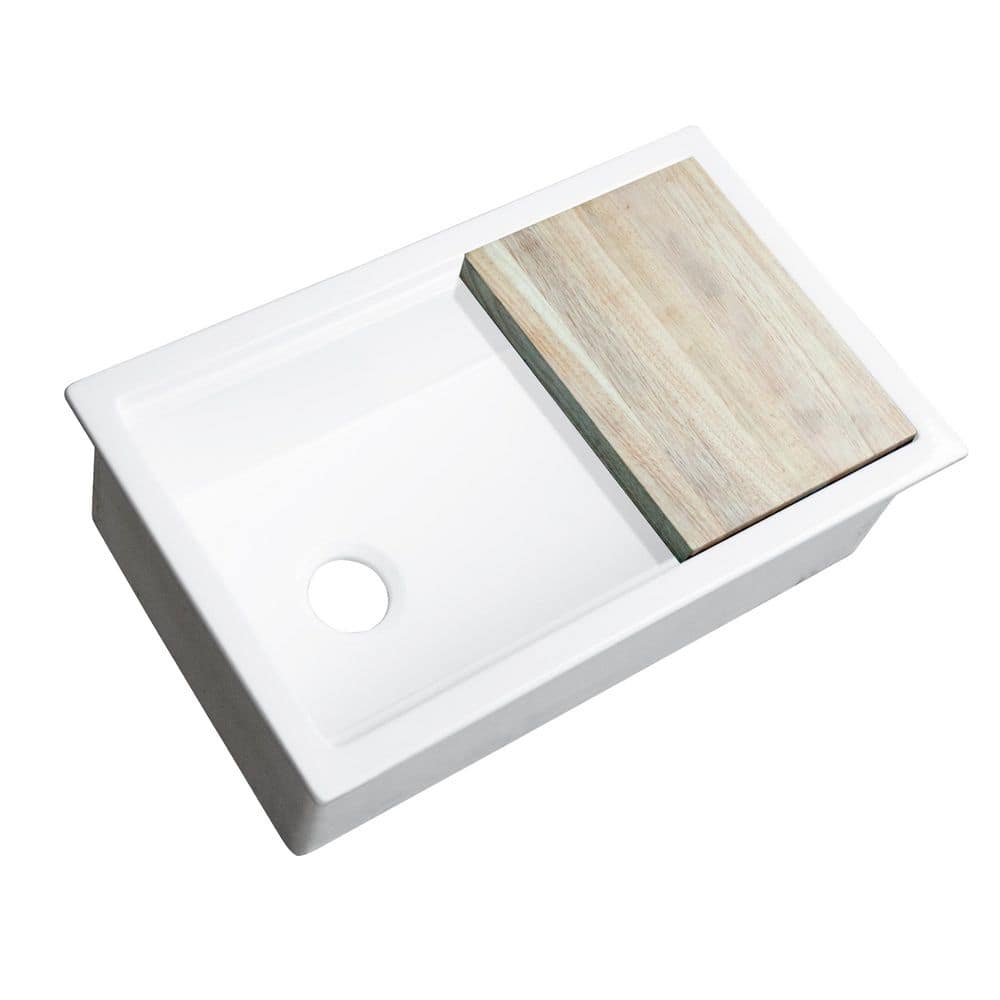 Eden 32 in. White Undermount Fireclay Single Bowl Workstation Kitchen Sink with Cutting Board and Bottom Grid price history on PriceWatchPro