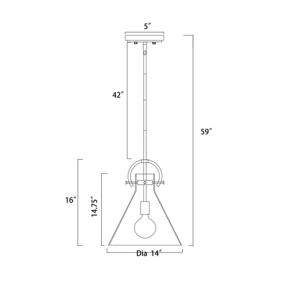 Adjustable Clear Glass Cone Pendant Light with Bronze and Gold Accents