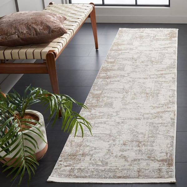 Diamond 2 ft. x 8 ft. Beige/Brown Distressed Marle Runner Rug