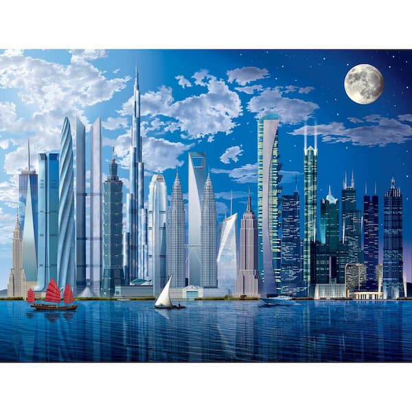 Ideal Decor 100 in. x 0.25 in. World Tallest Buildings Wall Mural