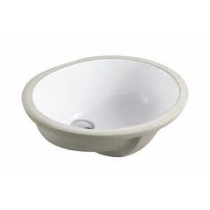 19-1/2 in. x 16 in. Oval Undermount Vitreous Glazed Ceramic Lavatory Vanity Bathroom Sink Pure White