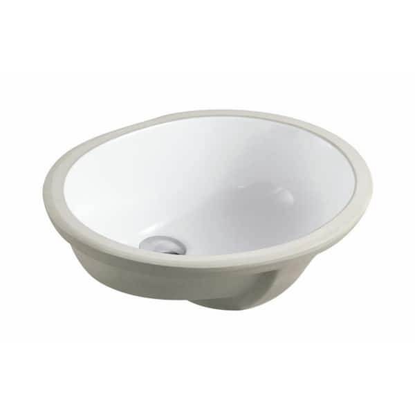 Kingsman Hardware 19-1/2 in. x 16 in. Oval Undermount Vitreous Glazed Ceramic Lavatory Vanity Bathroom Sink Pure White