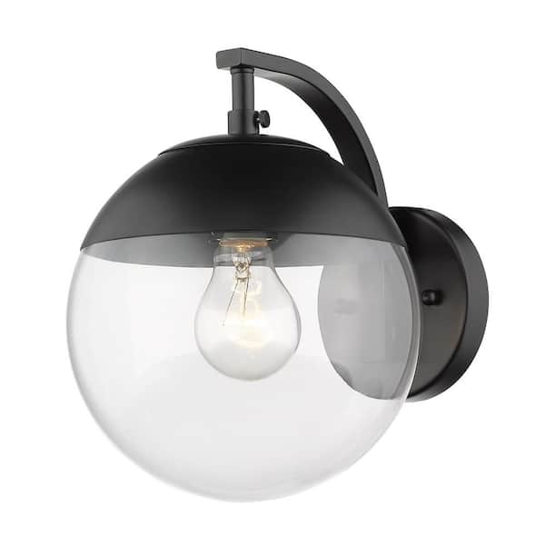Black Dixon Sconce with Clear Glass and Black Cap