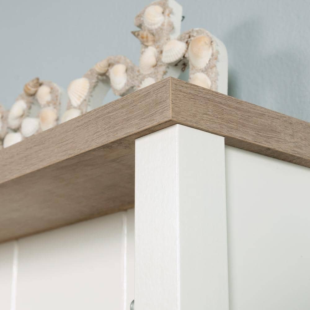 Soft White and Oak Hall Tree with Storage Bench