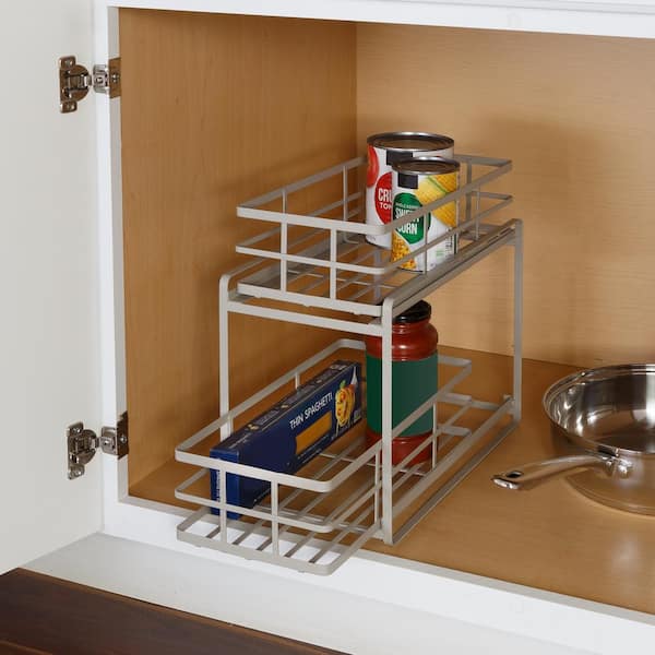 Honey-Can-Do Gray Steel Pull Out Under Sink Organizer with 2