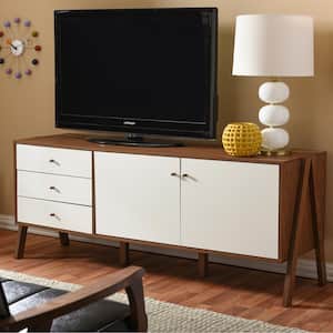Harlow Medium Brown Wood and White Finished Wood Storage Cabinet