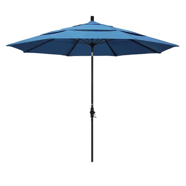 California Umbrella 11 ft. Fiberglass Collar Tilt Double Vented Patio Umbrella in Capri Pacifica