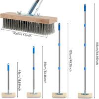 KIWDZFU 12 in. Concrete Scrub Brush with Heavy Duty Stiff Metal Bristle and 62 in. Long Handle PH00522098