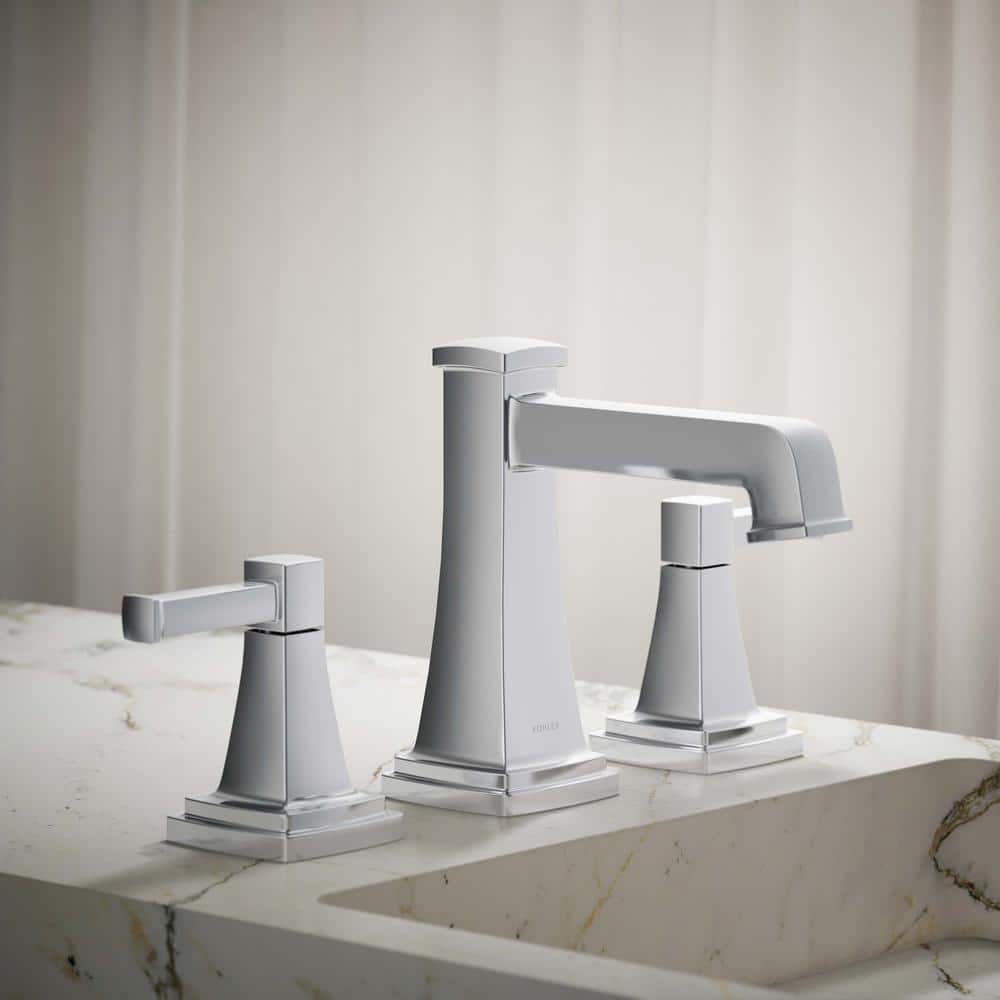 Polished Chrome Widespread Bathroom Sink Faucet with Lever Handles