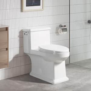 12 in., 1.1/1.6 GPF Dual Flush Elongated Toilet in White Seat Included (1-Piece)