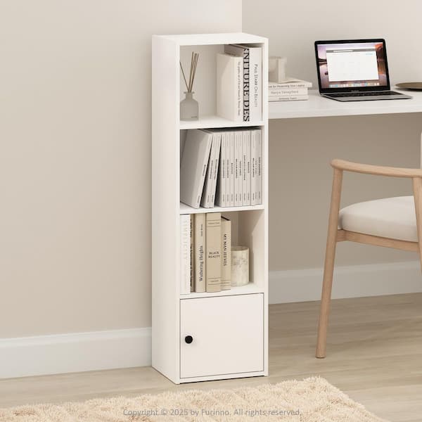 Luder 41.77 in. Tall White Wood 4-Shelf Bookcase