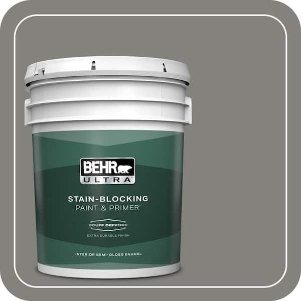 BEHR ULTRA 5 gal. #BNC-25 Gray Pepper Extra Durable Semi-Gloss Enamel Interior Paint & Primer