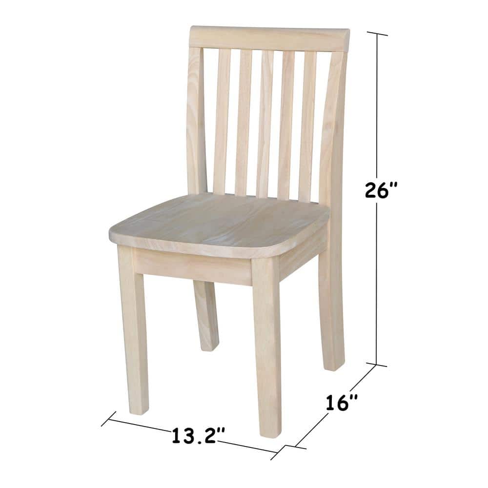 Eco-Friendly Traditional Parawood Mission Kids' Chairs, Unfinished - Set of 2