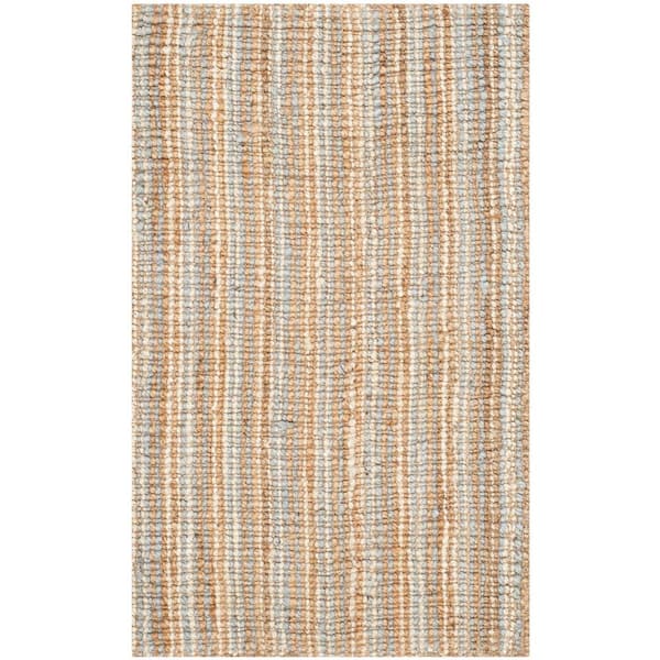 SAFAVIEH Natural Fiber Gray/Natural 3 ft. x 4 ft. Woven Crosstitch Area Rug