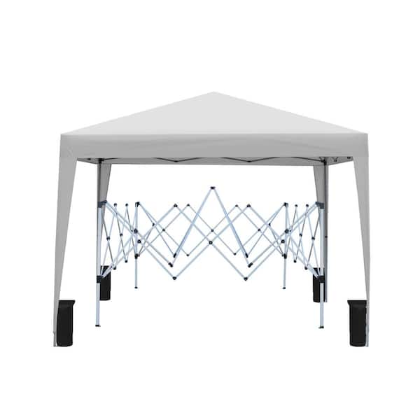 10 ft. x 10 ft. Gray Pop Up Canopy Portable Outdoor Canopy with 2-Removable Sidewalls, Carrying Bag and 4pcs Weight Bag
