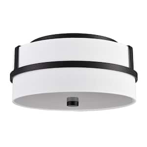 14.57 in. 2-Light Black Flush Mount with No Glass Shade and No Light Bulb Type Included (1-Pack)