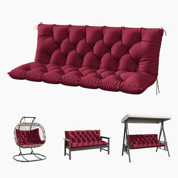 Kimunuk 60 in. x 40 in. x 5 in. 2-3 Seat Contoured Replacement Outdoor Porch Swing Cushion with Backrest Bench Cushion Burgundy