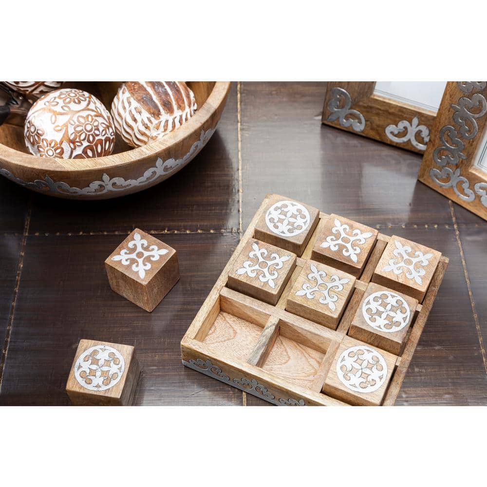 Rustic Mango Wood and Metal Tic Tac Toe Game