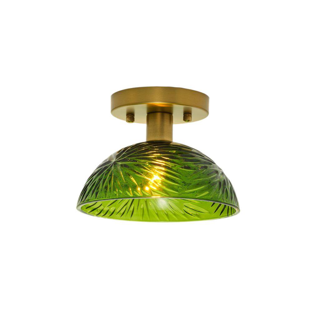 Brightridge 7.9 in. 1-Light Brushed Brass Mid-Century Modern Wall Sconce with Green Leaf-Textured Glass Shade price history on PriceWatchPro
