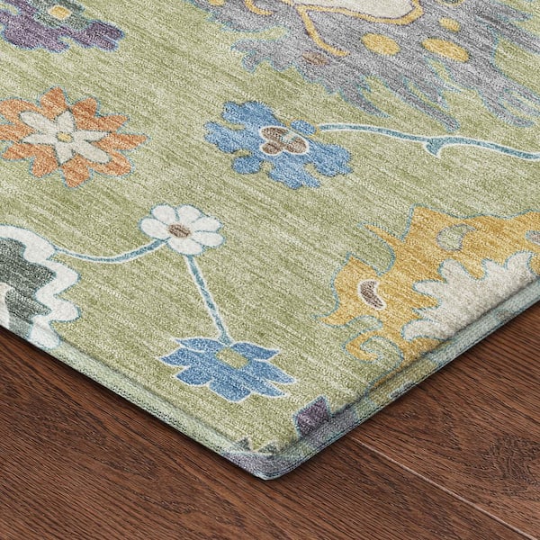 Mayfield Premium Machine Washable Abstract AMF2532 Aloe 10 ft. x 14 ft. Area Rug