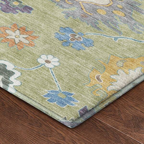 Mayfield Premium Machine Washable Abstract AMF2532 Aloe 2 ft. x 3 ft. Accent Rug
