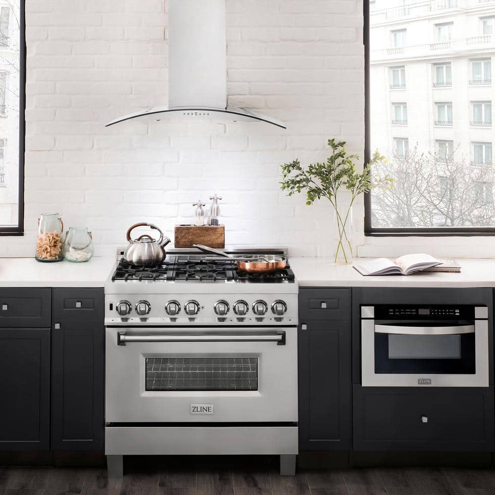 30" Stainless Steel and Glass Convertible Wall Mount Range Hood