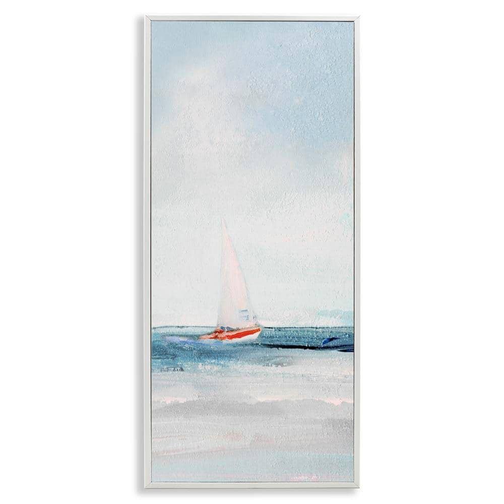 Stupell Industries Sailboat in Distance by Sally Swatland White Framed ...