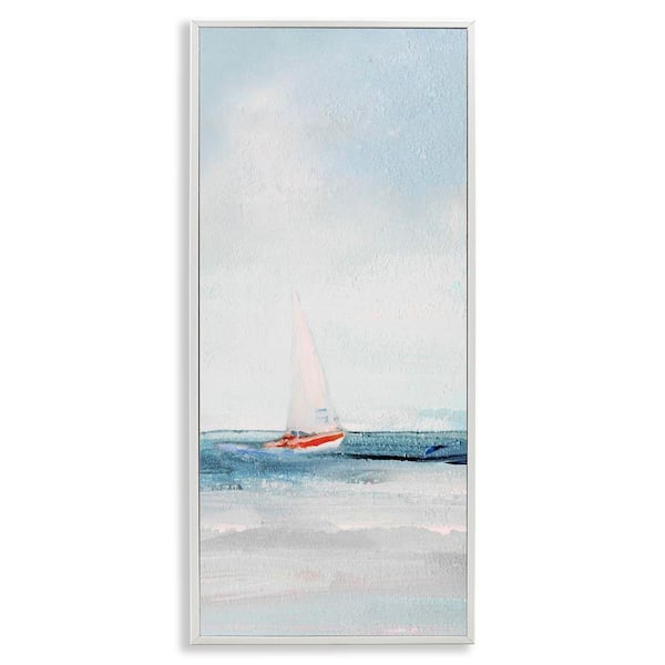 Stupell Industries Sailboat in Distance by Sally Swatland White Framed ...