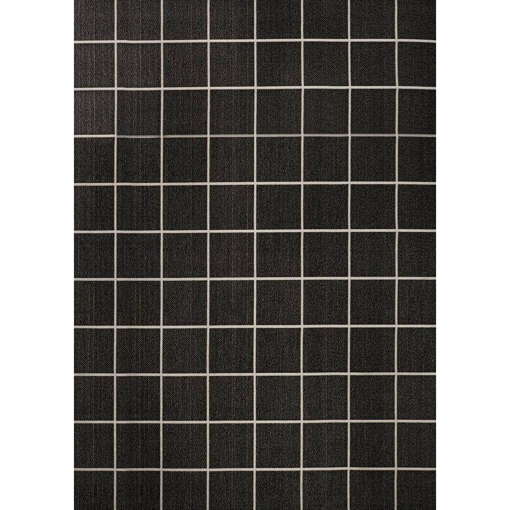 Mid-Century Modern Geometric Black and Cream 4' x 6' Indoor/Outdoor Rug