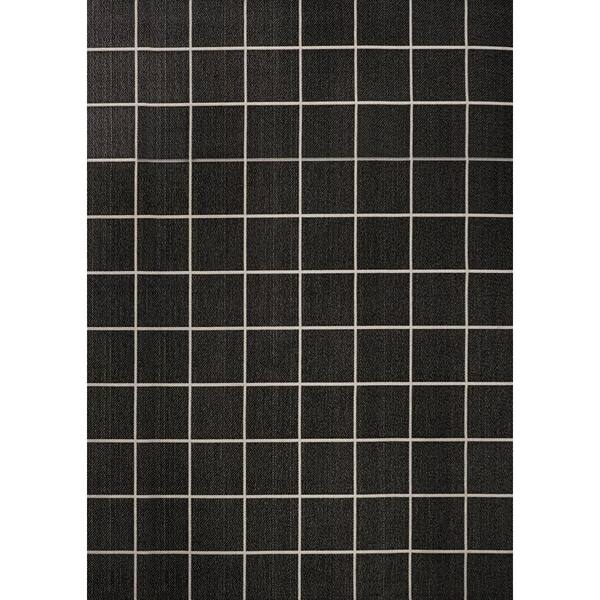 Grid Modern Squares Dark Gray/Cream 8 ft. x 10 ft. Indoor/Outdoor Area Rug