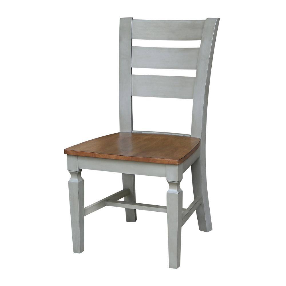Vista Distressed Hickory and Stone High Ladderback Wood Chairs - Set of 2