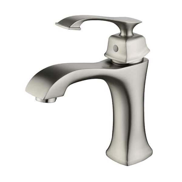 Single Handle Single Hole Bathroom Sink Faucet in Brushed Nickel
