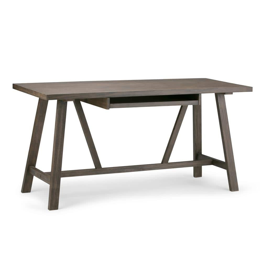 Simpli Home Dylan Solid Wood Industrial 60 in. Wide Writing Office Desk ...