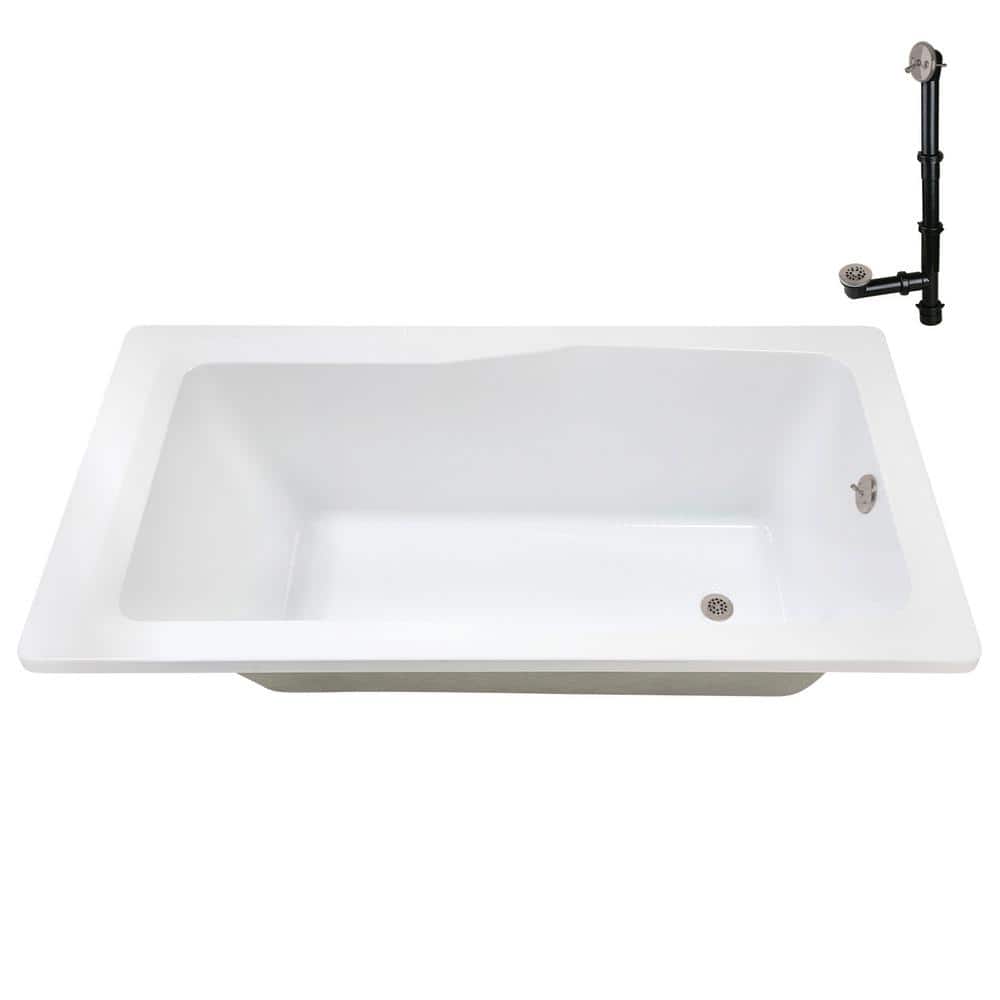 60'' x 32'' Glossy White Acrylic Soaking Drop-In Bathtub