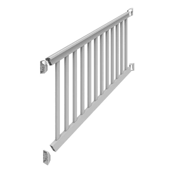 Barrette Outdoor Living Finyl Line 42 in. x 6 ft. Vinyl T-TOP Rail Kit Stair 42 in. Rail Height - White with Brackets and Square Balusters